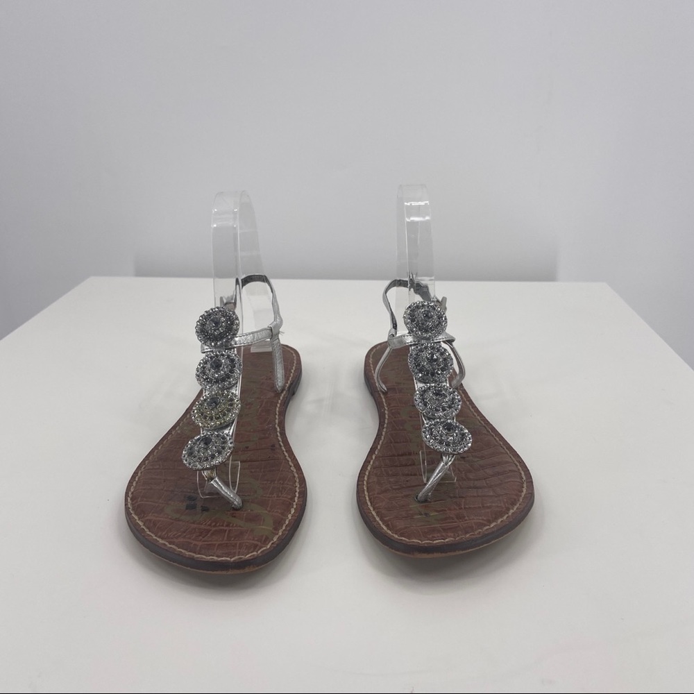 Sam Edelman Silver Rhinestone Jeweled Thong Sandal